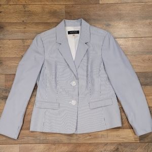 Kasper Blue and White Pinstripe Double Button Blazer